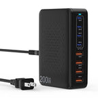 USB C Charger Block, 200W 8 Port USB C Charging Station, GaN Type C & A Charger Fast Charging Desktop Hub PD Block Laptop Adapter for Apple iPhone Air 17 16 15,iPad Pro/Air/Mini,MacBook Pro/Air,Galaxy