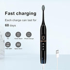 kingheroes Electric Toothbrush Set, Comes with 8 Brush Heads & Travel Case,4 Modes with 2 Minutes Built in Smart Timer, One Charge for 60 Days, 42000 VPM Motor (Black)