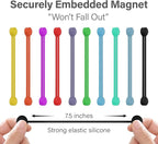 30-Pack Magnetic Cable Ties – Snap-On Silicone Magnetic Cord Ties with Strong Magnets – Reusable Magnetic Ties for Cords, Wire Organizer, Charging Cord Organizer – Assorted Colors