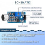 DAOKAI 5PCS Microphone Sensor Module High Sensitivity Sound Detection Sound Sensor Control Switch Module(Blue) 3.3-5V for Arduino with Dupont Cable