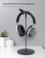 Lamicall Headphone Stand, Desktop Headset Holder - Desk Earphone Stand, for All Headsets Such as Airpods Max, HyperX Gaming Headphones, Beats/Sennheiser Music Headphones - Black