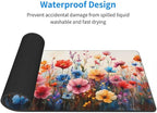 CANFLASHION Desk Pad,Office Desk Mat 31.5"×11.8" Large Gaming Mouse Pad,Durable Extended Computer Mouse Pad,Waterproof Thick Big Mouse Pads with Non-Slip Rubber Base Office Home Watercolor Wild Flower