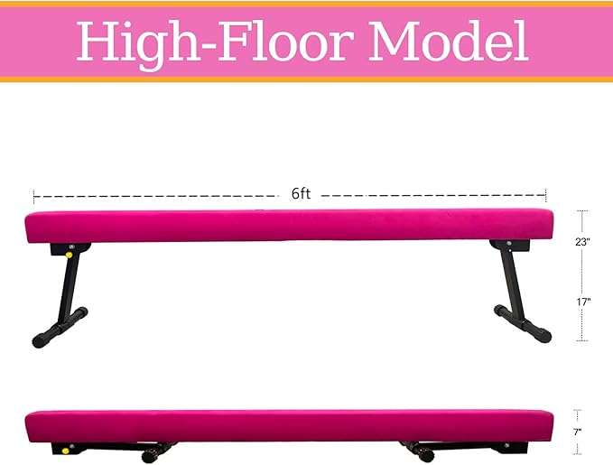 Adjustable&Foldable Gymnastics Balance Beam,6FT/8ft High-Low Level Floor Gymnastic Beam,No Tool Require, Gym Equipment for for Kids Children Girls Home Training