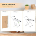 Unkqan Clothes Drying Rack, Foldable Laundry Rack for Indoor Outdoor, 10pcs Sock Clips, Collapsible Space-Saving Drying Rack for Clothes Towels Dolls, White (Gray)