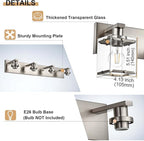WINSHEN 6-Lights Brushed Nickel Bathroom Light Fixture Over Mirror, Modern Wall Sconce with Clear Glass Shades, E26 Bulb Base Vanity Lighting for Over Mirror Kitchen