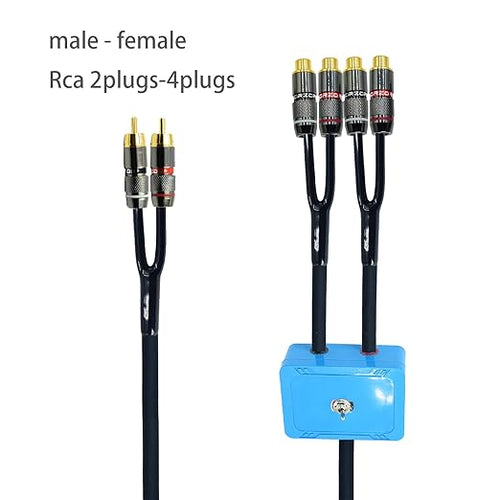 20ft Sound Channel swicher 2 Male to 4 Female RCA Switch Selector 2 in 1 Out R/L Stereo Audio 1 in 2 Out Stereo Audio Splitter with Mute Button No External Power Required CD Speaker DVD Player