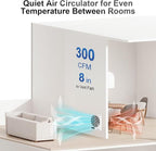 8" Room to Room Air Transfer Fan for Quietly Circulating Air, Reversible Airflow Design, 300 CFM Programmable Through Wall Fan, Durable Build Quality, 10 Speed Thru Wall Exhaust Fan for Closet,Laundry