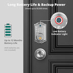 AkaGear DS10 Keyless Entry Door Lock with Door Knob, Fingerprint Door Lock, Electronic Keypad Deadbolt, Smart Door Lock, Smart Locks for Front Door, Auto-Lock - Satin Nickel