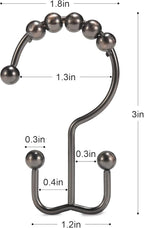 Shower Curtain Hooks, Goowin Shower Curtain Rings, Stainless Steel Shower Curtain Hooks Rust Proof Free Sliding Double Shower Hooks for Curtain, Shower Curtains & Liners (Bronze)