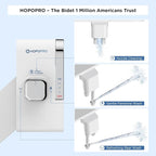 HOPOPRO Bidet with Single Finger Water Pressure Control, Self Cleaning Hygienic Dual Nozzle (Feminine/Rear Wash), Non-Electric Bidet Attachment for Toilet Seat, Easy DIY Install <5 Min -White