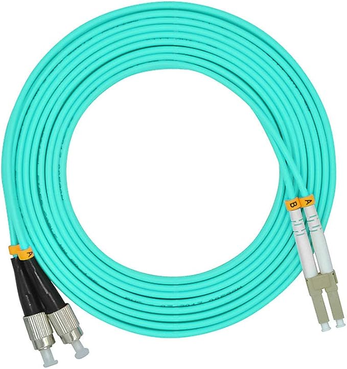 Jeirdus 15Meters 49ft LC to FC Duplex 50/125 10G OM3 Multi-Mode Fiber Optic Cable Jumper Optical Patch Cord LC-FC