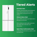 Freezer Door Alarm 2 Pack, Refrigerator Door Alarm When Left Open, Close Door Reminder, with 60/120/180/240 Seconds Delay Alert, Low/Loud 80 to 120 dB (Pure White)
