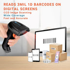 Tera Pro 1D Wireless Barcode Scanner 3 in 1 Bluetooth & 2.4G Wireless & USB Wired CCD Cordless 2500 Pixel Bar Code Reader with Battery Level Indicator for Windows Mac Android iOS Model T5100C,Orange