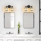 FDPBY Modern 2 Light Crystal Vanity Light, Black Vertical Bathroom Light Fixture Over Mirror for Dressing Table Sink, Compatible with Dimmable Bulbs (Bulbs Not Included)