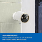 Tapo MagCam 4K Outdoor Wireless Security Camera - Up to 200-Day Battery, Magnetic Mount, Person/Vehicle Detection, Subscription-Free Local Storage or Optional Cloud, Works with Alexa, C460 (3-Pack)