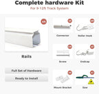 ChadMade Aluminum Ceiling Curtain Track Set with Hooks, 9ft - 12ft Adjustable Length Ceiling/Wall Mount Curtain Rail System For Grommet/Pleated Drape, RV Ceiling Track, White