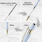 LINFANC 12 Pack Morandi Gold Ballpoint Pen with Stylus Tip, 1.0 mm Black Ink Smooth Writing Pens, Metal Stylus Pens for Touch Screens
