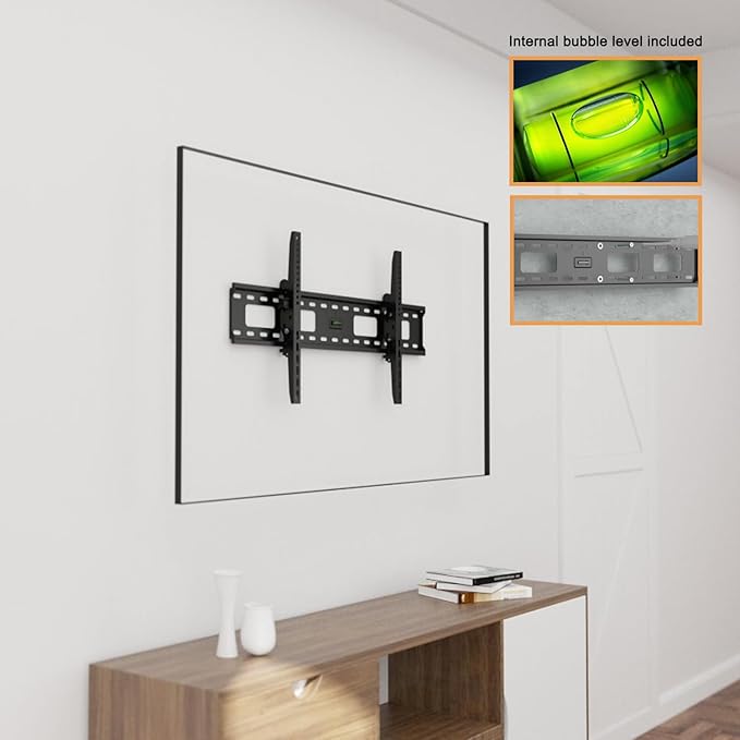 Ultra Slim Tilt TV Wall Mount Bracket for Samsung QET 55" Class 4K UHD Commercial LED Display - QE55T - Low Profile 1.7" from Wall, 12° Tilt Angle, Easy Install