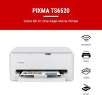 Canon PIXMA TS6520 Wireless Color Inkjet Printer for Duplex Printing, White – Home Printer with Copier/Scanner, 1.42” OLED Display, Intuitive Control Panel, Compact Design