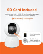 Sensforge 2.5K White Indoor Pan-Tilt Dome Security Camera (2-Pack), AI Human & Pet Detection, 360° Coverage, Two-Way Audio, Dual-Band Wi-Fi (2.4G/5G), 64GB SD Card Included, No Monthly Fees