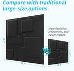 Art3d 20 Pack Decorative 3D Wall Panels, 19 Sq.Feet PVC Interior Wall Décor, 11.8"x11.8", Black