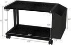 VEDECASA 2 Tier Black Printer Stand with Storage Bag for Home Office Desktop Printer Table Underdesk Organizer Mobile Printer Shelf with Caster Wheel (Black)
