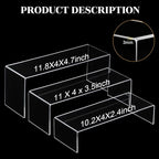 Chuangdi 2 Sets Acrylic Display Risers, Product Stand, Jewelry Display Riser Shelf Showcase Fixtures for Dessert Cupcake Candy Figure Treat Action Showcase (Clear,Extra Large Set)