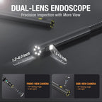 Dual Lens Endoscope with 5" Monitor, Teslong NTS500 Industrial Waterproof Borescope Inspection Camera with 0.21in Front & Side-View Double Lens with 9.8FT Probe, 5-Inch IPS LCD Screen & Case