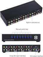 Manual 8Way Video Signals Switcher Box 8in 1Out Video Vid Switching Box Switcher Easy Switching Device Source Management