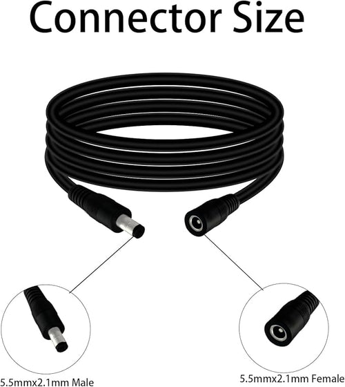 5.5mm x 2.1mm 6.5FT DC Power Extension Cable Male to Female 12V/24V 14AWG DC Connection Cable for CCTV Surveillance Camera Amplifiers LED Strip Lights Solar Panels Energy Storage Power Supply 2 pcs