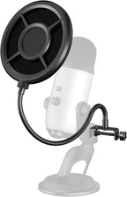Microphone Pop Filter,Aokeo Mic Mask Shield,Three-layer Wind Pop Screen With Flexible 360° Gooseneck Clip Stabilizing Arm For All Microphone
