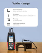 Wintact Digital Ultrasonic Thickness Gauge, Range 0.039 to 11.81 in with Probe for Measuring Metal and Nonmetal Materials, Steel, Cylinder Wall, Plastic, Glass, PVC, Pipes (WT100A)