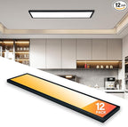 Mcacggo 12-Pack Black 1x4 LED Flat Panel Light Surface Mount, 5000K-4000K-3000K Selectable & Triac Dimmable, for Kitchen, Garage, 40W, 100-277V, ETL