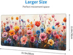 CANFLASHION Desk Pad,Office Desk Mat 31.5"×11.8" Large Gaming Mouse Pad,Durable Extended Computer Mouse Pad,Waterproof Thick Big Mouse Pads with Non-Slip Rubber Base Office Home Watercolor Wild Flower