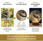 MamaEra Valentine’s Day Gift 2026 - Personalized Map Night Light with Photo & Coordinates – Custom Acrylic Moon Lamp with Wooden Base, Remote Control – Romantic Gift for Couples, Anniversary