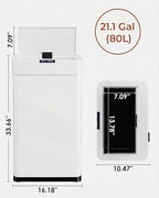 TLSUNNY 21.1 Gallon Motion Sensor Trash Can,Touchless Automatic Garbage Can,Brushed Stainless Steel Smart Bin,with Bag Holder,Soft Close Lid,for Kitchen,Office,RV,Bedroom,Living Room (White, 80L)