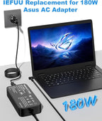 IEFUU 180W Laptop Charger Compatible with ASUS ROG Zephyrus G14 2022 2023 2024 GA401 GA401I G15 GA502 GA502D GA502DU TUF Gaming F15 F17 FX505D FX505G FX505DD Gaming ADP-180TB H AC Adapter Power Cord
