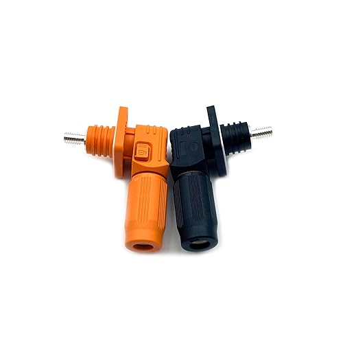 450A Battery Energy Storage Connector, 185mm² High Current Connectors IP67 Waterproof Stud Wiring Power Adapter Quick Plug Terminal Right Angle Plug and Socket (1500V Black+Orange)