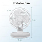 MAWFOZIN Small Desk Fan With Night Light, Auto Oscillating Table Fan With 3000mAh Rechargeable Battery, USB Personal Fan With 4 Speeds Wind, Adjustable Fan For Home, Office Bedroom, Camping (white)