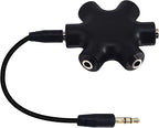 Onelinkmore Headphone Splitter - 5-Jack 3.5mm Audio Stereo Adapter for Headsets, Earbuds, Earphones - 1 Male to 4 Female With Stereo Cable