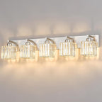 FDPBY Modern Vanity Light 5-Lights Brushed Nickel Vanity Light Crystal Bathroom Wall Light Bathroom Light Fixtures
