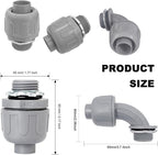Wocloer 3/4 inch Liquid Tight Connector PVC Flexible Conduit Connector Kit,UL Listed,180 Degree and 90 Degree Connector Fittings 20 Pack(10 Pcs 180D/10 Pcs 90D)