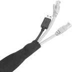 MECCANIXITY Braided Cable Sleeves Heat Shrinkable Fabric Sleeving, 1 9/16" 16ft Black 2:1 Ratio Heat Shrinkable Cord Protector for Harness Cable, Network Cable Protection, Cable Management