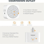 1 Pack Timer Outlet Indoor, Countdown Timers for Electrical Outlets Up to 6H for Lights, Iron, Fan, Electric Bike, Auto Shut Off Switch for Home Kitchen Bedroom, 1875W