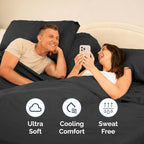 Split Head King Sheet Set – 4 Piece Flex Split Top King Sheets for Adjustable Beds - Fits 14” to 16" Mattress w/ Deep Pockets - Ultra-Soft, Breathable & Cooling - Luxury Bedding & Wrinkle Free - Black
