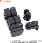 Power Window Control & Front Driver Side Mirror Switch & Door Lock Switch (3PCS) for 2007-2013 Silverado/Sierra 1500 2500 3500 HD. Replaces Part # 25789692 15804093 22883768