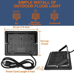 XXBSAZ 100W LED Flood Lights Outdoor, Plug-in & Hardwired Security Lights, IP66 Waterproof 6500K Daylight for Driveway, Garage & Backyard (2 Pack)