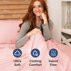 Full XL Bed Sheet Set - 4 Piece Extra Long Extended Full XL Sheets - Soft, Breathable & Cooling - Fits 8" to 16" Mattress w/ Deep Pockets - 54" x 80" - Easy-Fit, Wrinkle & Fade Resistant - Baby Pink