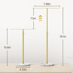 Josmimic Gold Necklace Holder Jewelry Organizer Stand – Adjustable Height T‑Bar Jewelry Display with White Marble Base, Necklace & Bracelet Holder, Countertop Jewelry Stand