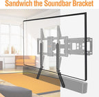 ELIVED Soundbar Mount, Sound Bar TV Bracket, for Mounting Above or Under TV, Fits Most Sound Bars Up to 15 Lbs, Tool-Free Knob Adjustable, for 23-90" tvs with Detachable Extension Arms and L-Brackets
